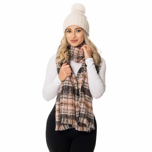 NWT Emanuel Geraldo Women's Hat & Blanket Set Cream Combo One Size $60 ZZ030 - Picture 5 of 5